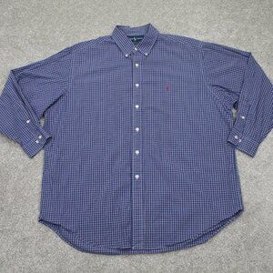 Ralph Lauren Yarmouth Shirt Mens 17 1/2‎ , 34/35 Blue 100% Cotton Long Sleeve